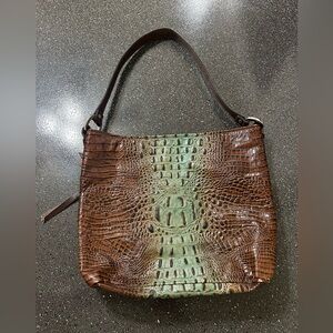 Moonstruck Leather Savannah Croc Conceal Carry Classic Shoulder Brown Purse Bag